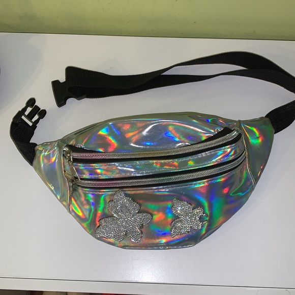 Waistbag ,holographic with rhinestone butterflies - Picture 5 of 10